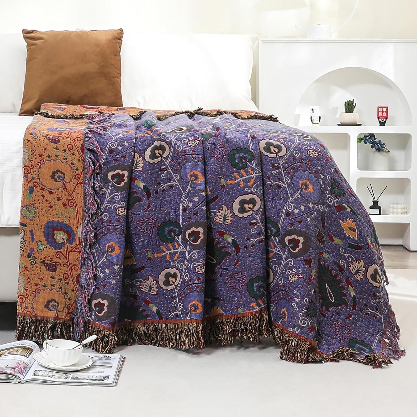 Mystic Marigold Tapestry Blanket
