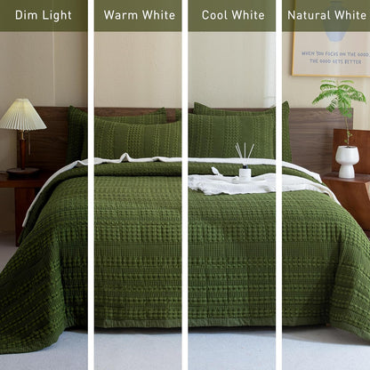 The Olive Retreat Waffle Quilt Coverlet Set