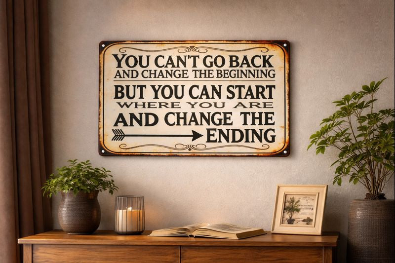 Change the Ending Vintage Quote Metal Sign