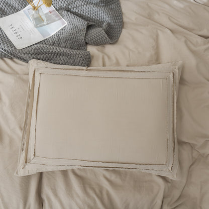 Ruched Taupe Duvet Cover Set