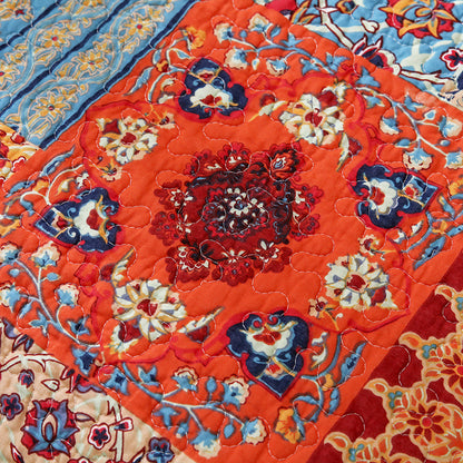 Red Bohemian Quilt Set