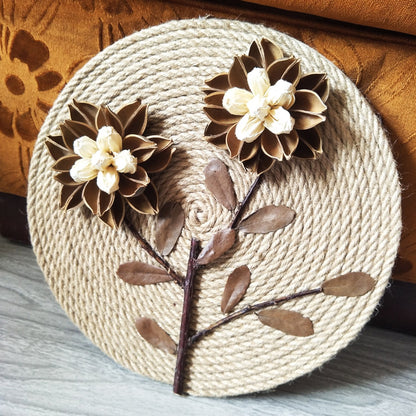 Embossed Floral Rattan Wall Decor