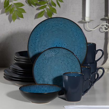 BUBBLE Blue Stoneware Tableware Set