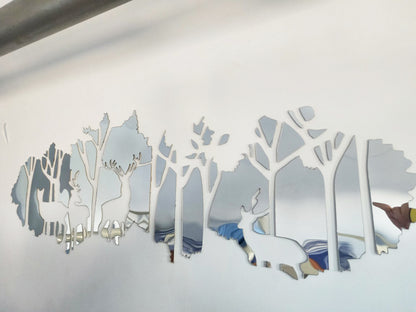 Deer Forest Acrylic Mirror Wall Sticker