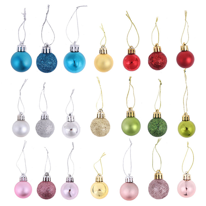 3 Textures 24pcs Christmas Tree Balls