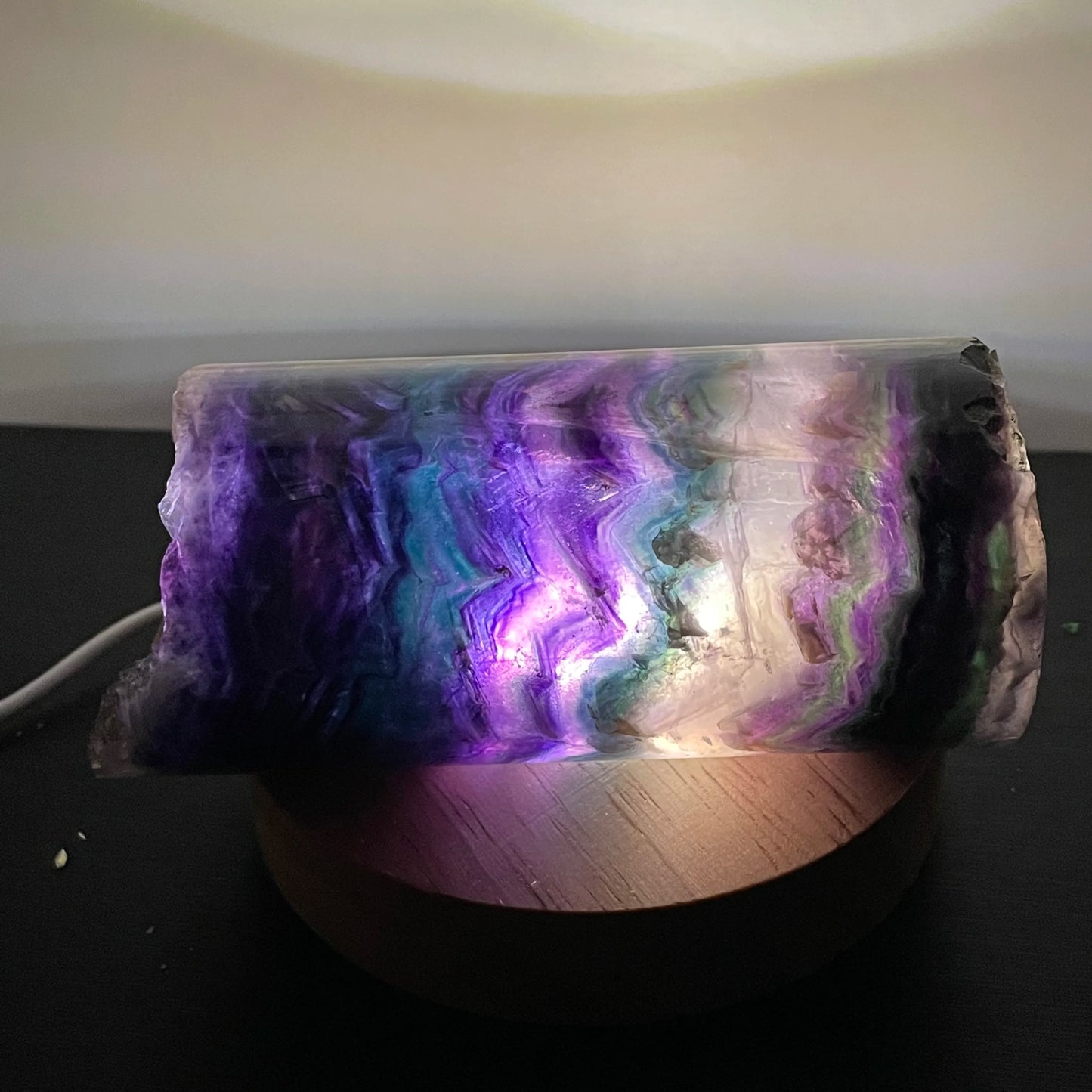 Natural Rainbow Fluorite Crystal Lamp