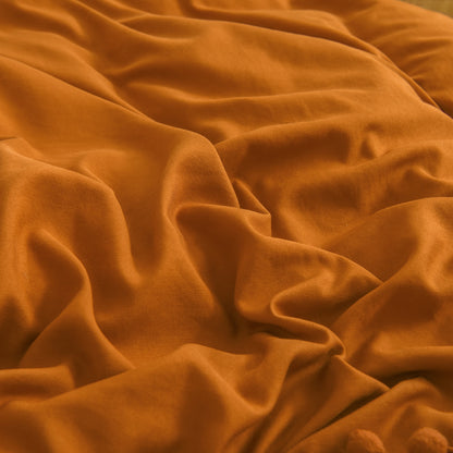 Burnt Orange Pom Poms Duvet Cover Set