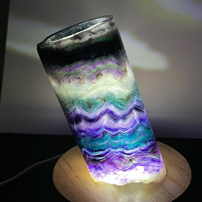 Natural Rainbow Fluorite Crystal Lamp