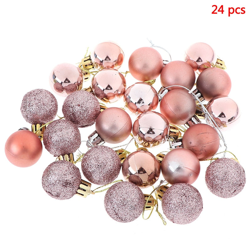 3 Textures 24pcs Christmas Tree Balls