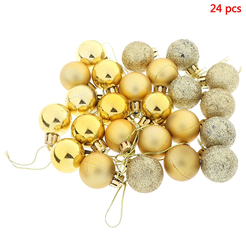 3 Textures 24pcs Christmas Tree Balls