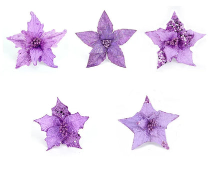 5pcs Purple Flower Christmas Tree Garland