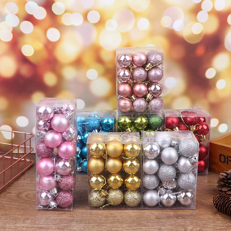 3 Textures 24pcs Christmas Tree Balls