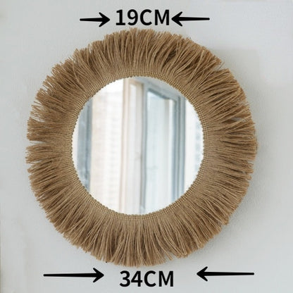 Nordic Style Straw Mirror Decor Set