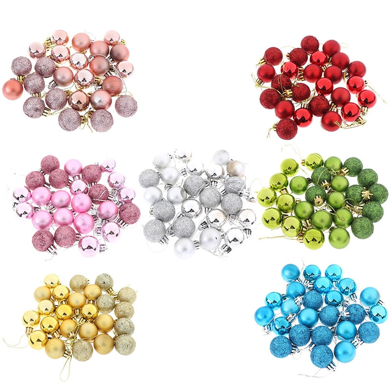 3 Textures 24pcs Christmas Tree Balls