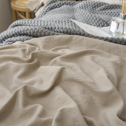 Ruched Taupe Duvet Cover Set