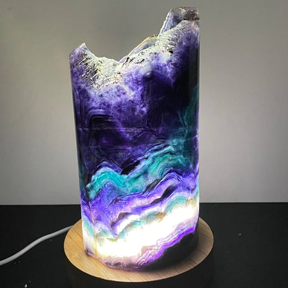 Natural Rainbow Fluorite Crystal Lamp