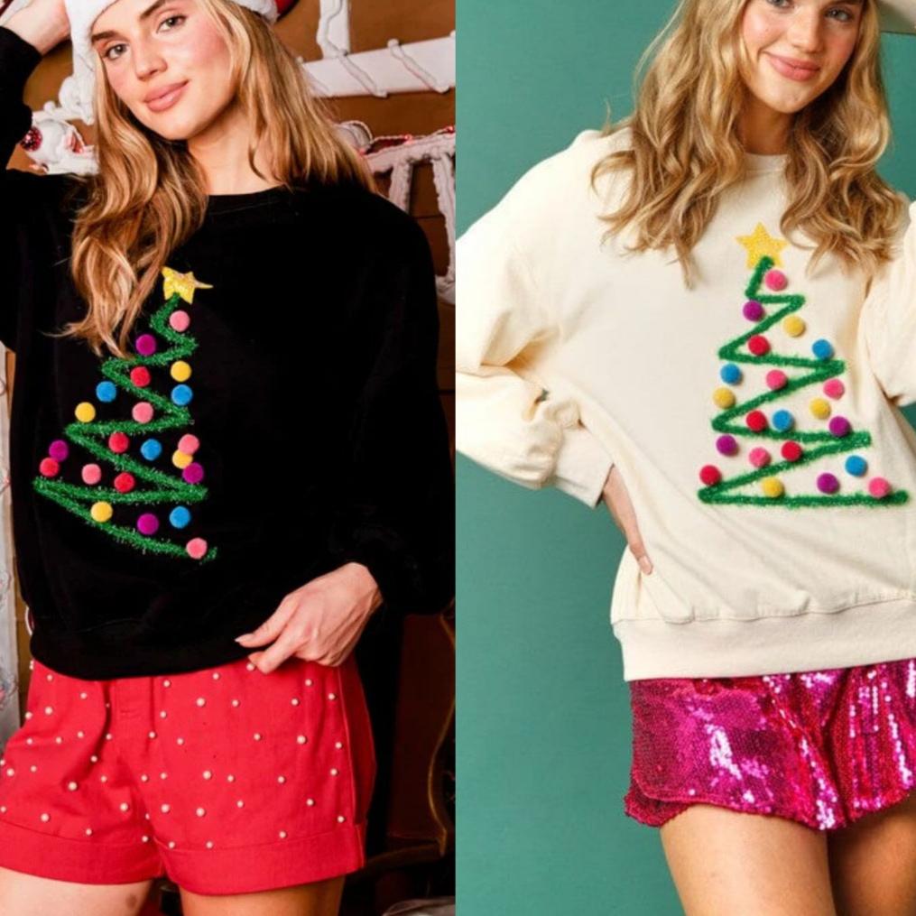 Pom Pom Christmas Tree Sweater