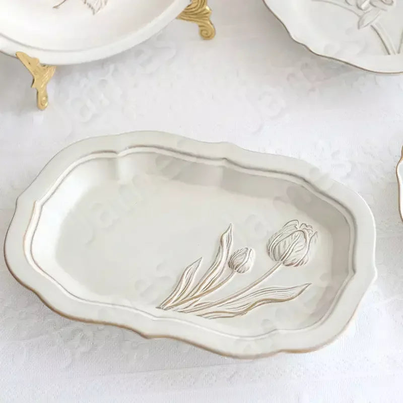 French Embossed Flowers Plates
