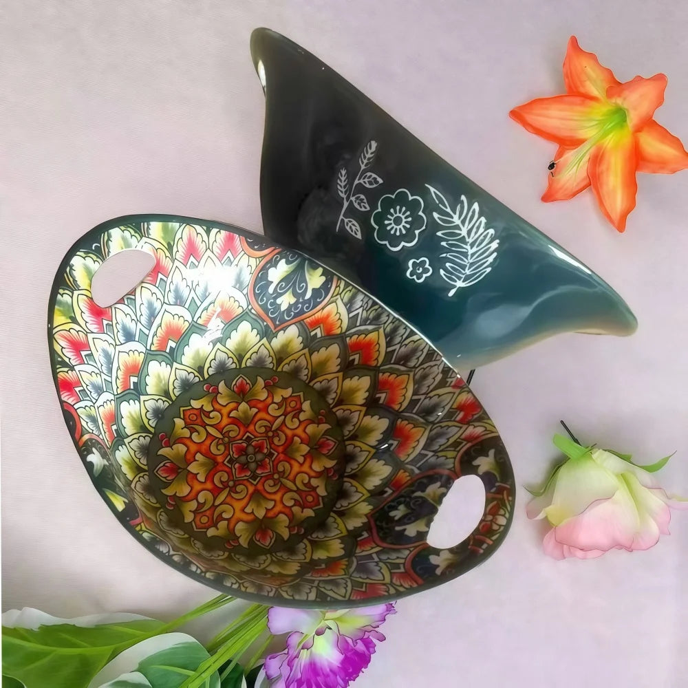 Bohemian Mandala Ceramic Serving Bowls