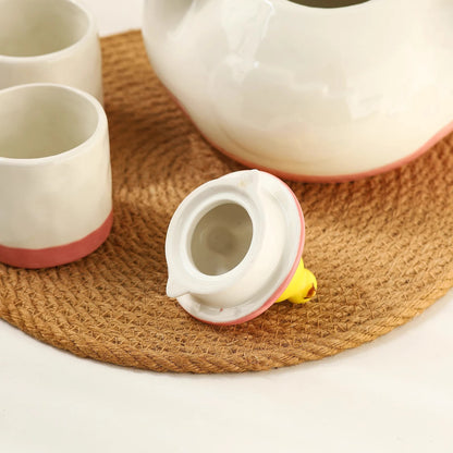 Golden Quackstone Ceramic Tea Kettle Set
