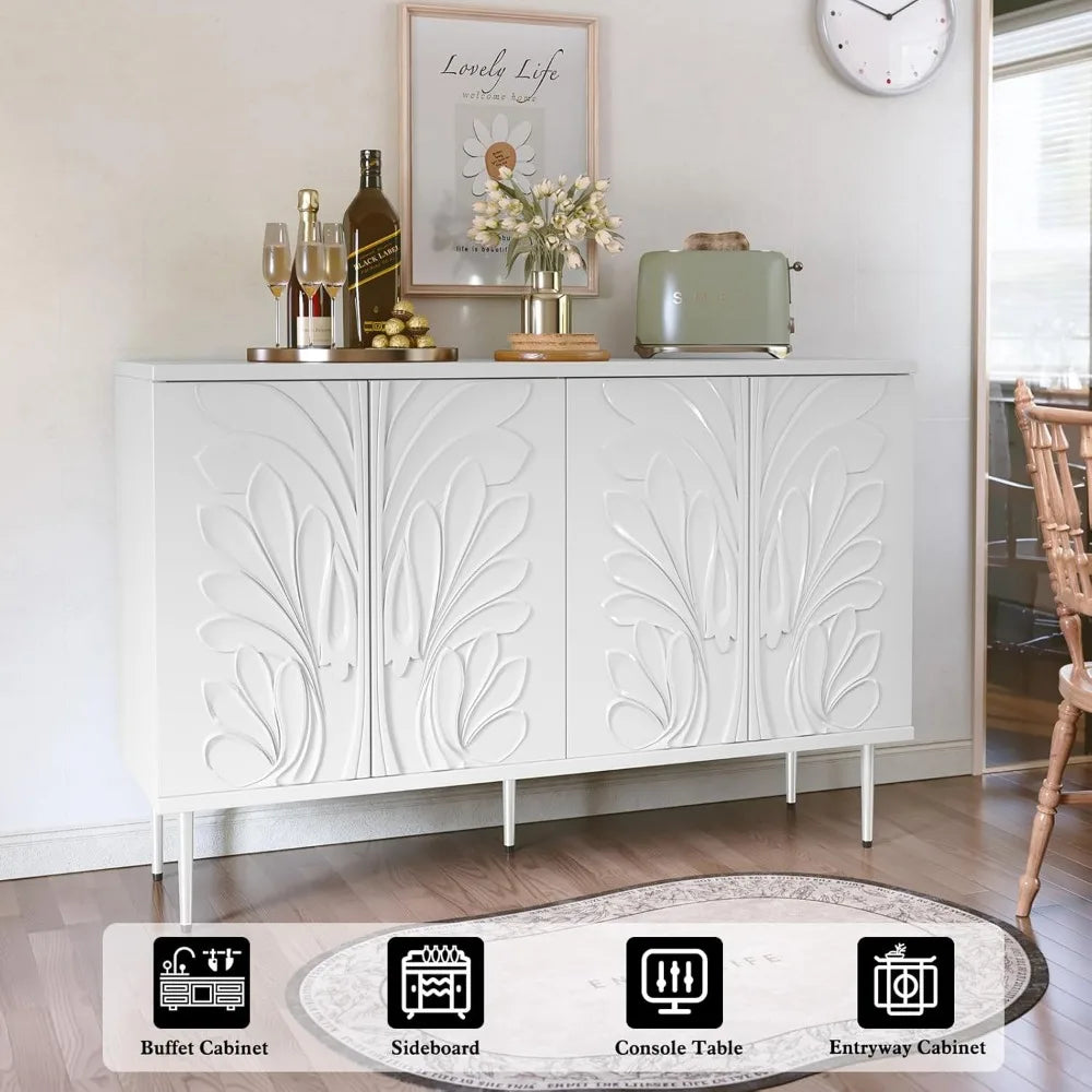 RoyalCraft FloraRelief 3D Carved Sideboard Cabinet