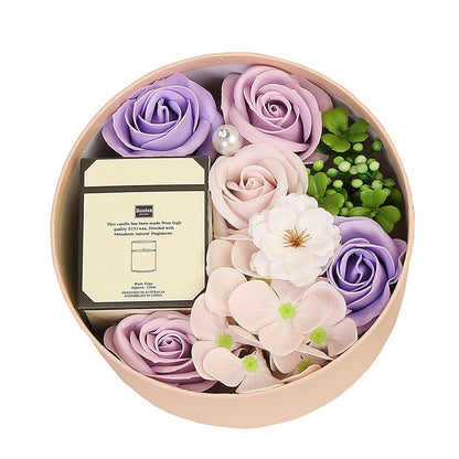 Artificial Rose Scented Candle Gift Box