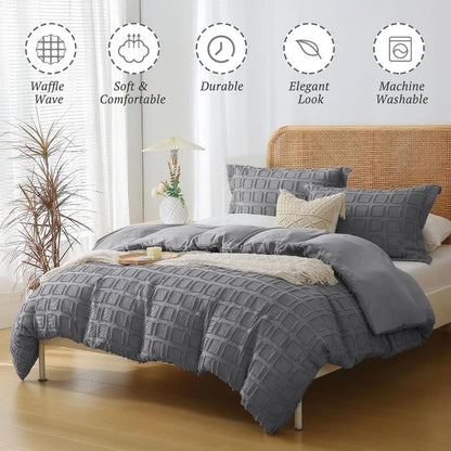 Textured Grid Pattern Duvet Set