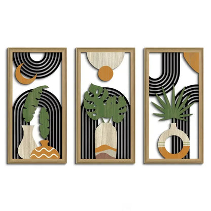 Geometric Botanical Wall Art Set (3pcs)