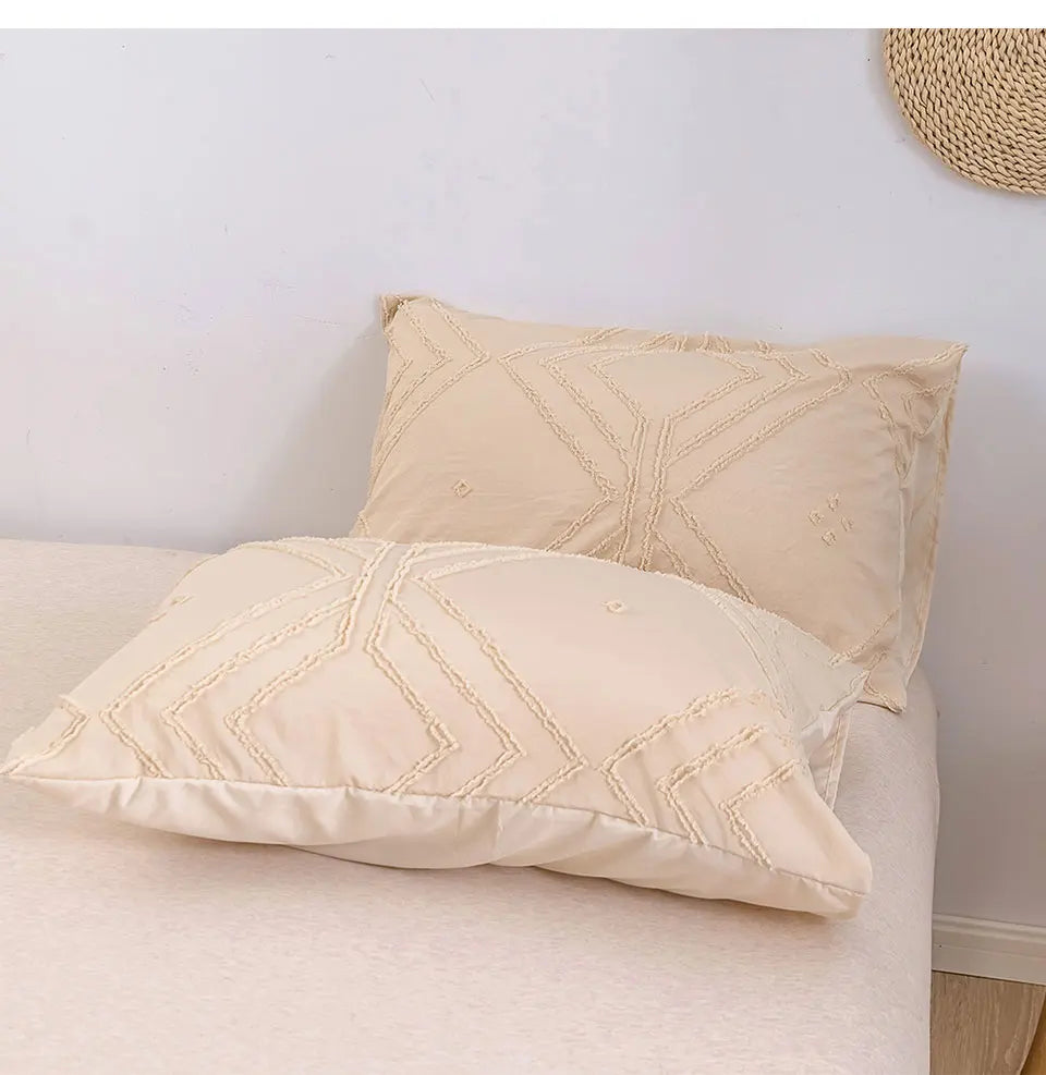 Roselle Tufted Geometric Duvet Cover Set