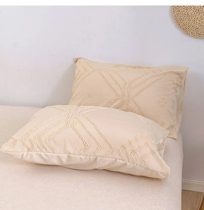 Roselle Tufted Geometric Duvet Cover Set