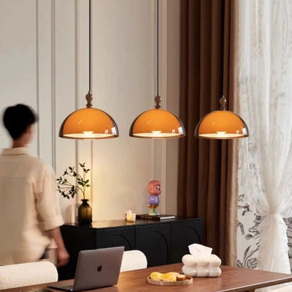 Amber Glow Dome Pendant Light