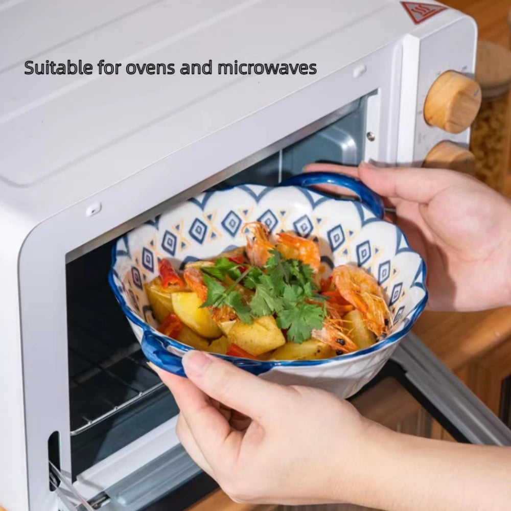 Scallop Edge Ceramic Handle Bowls