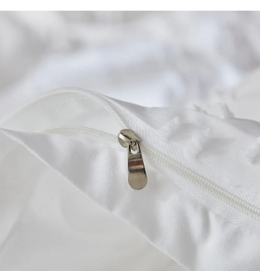 Midnight Grid Textured Boho Duvet Set