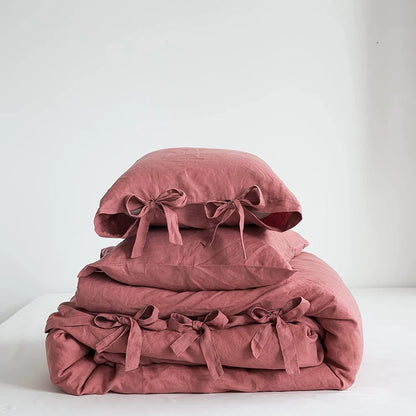 OEKO-TEX 100% Linen  Bedding Set with Coconut Button