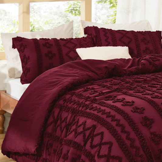 Crimson Solace Chenille Duvet Set