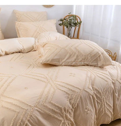 Roselle Tufted Geometric Duvet Cover Set