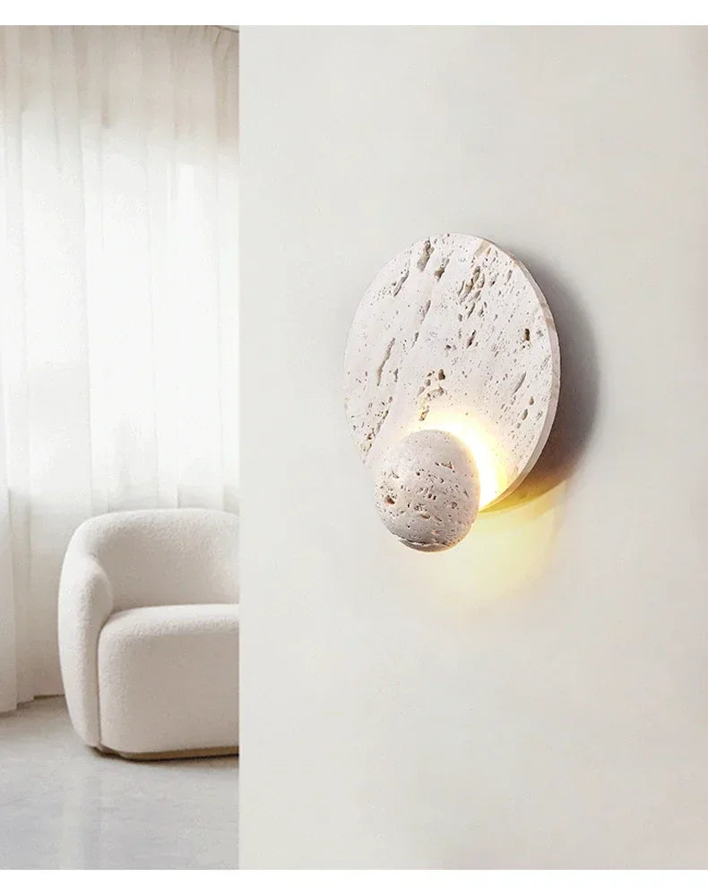 Oris Travertine Disc Sconce