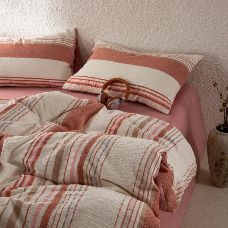 NORDÉLLE Cotton Stripe Duvet Cover Set