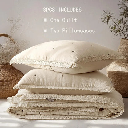 Willow Dusk Lace Quilt Set