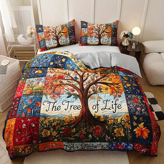 The Tree Of Life Quilted Duvet Cover Set