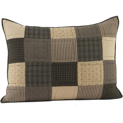 Kettle Grove 3-Piece Queen Quilt Set – Primitive Country Patchwork Design in Black and Crème