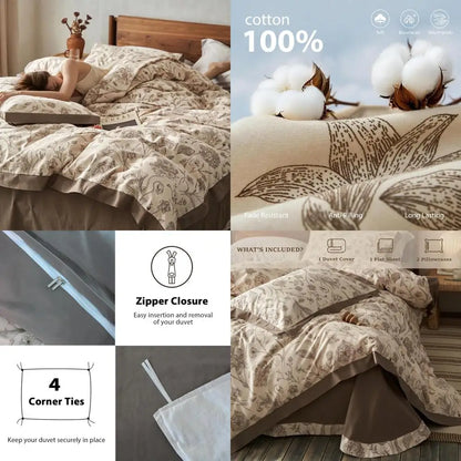 Botanical Reverie 100% Cotton Duvet Cover Set