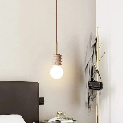 Modern Beige Travertine Pendant Light