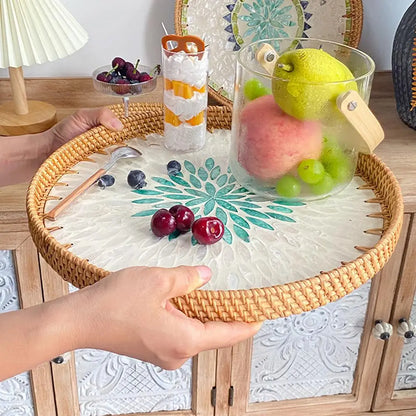 Colorful Shell Rattan Tray
