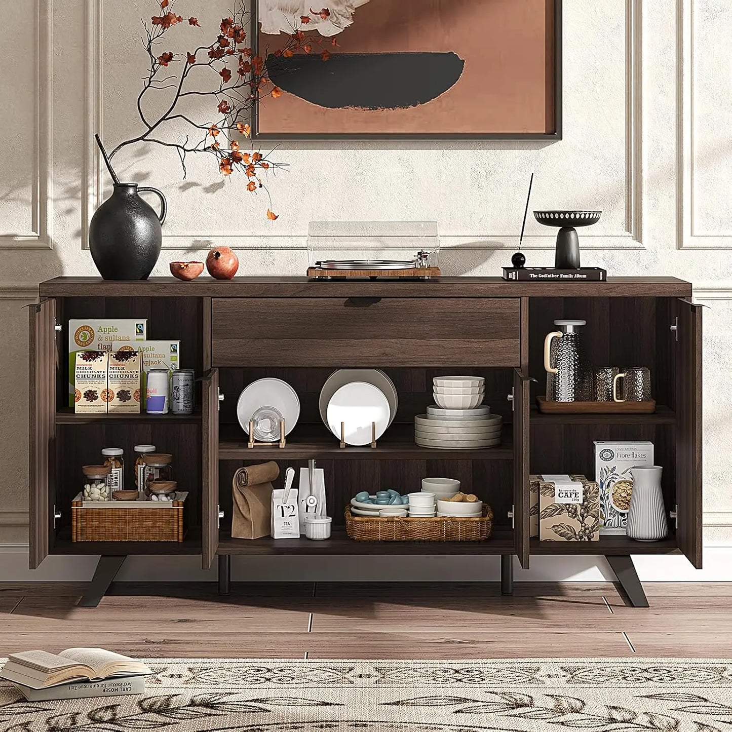 RoyalCraft WaveLine Mid-Century Sideboard Buffet Cabinet