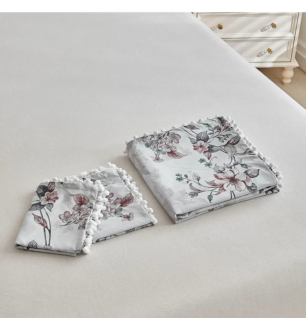 Moonlit Blossom Pom-Pom Duvet Set