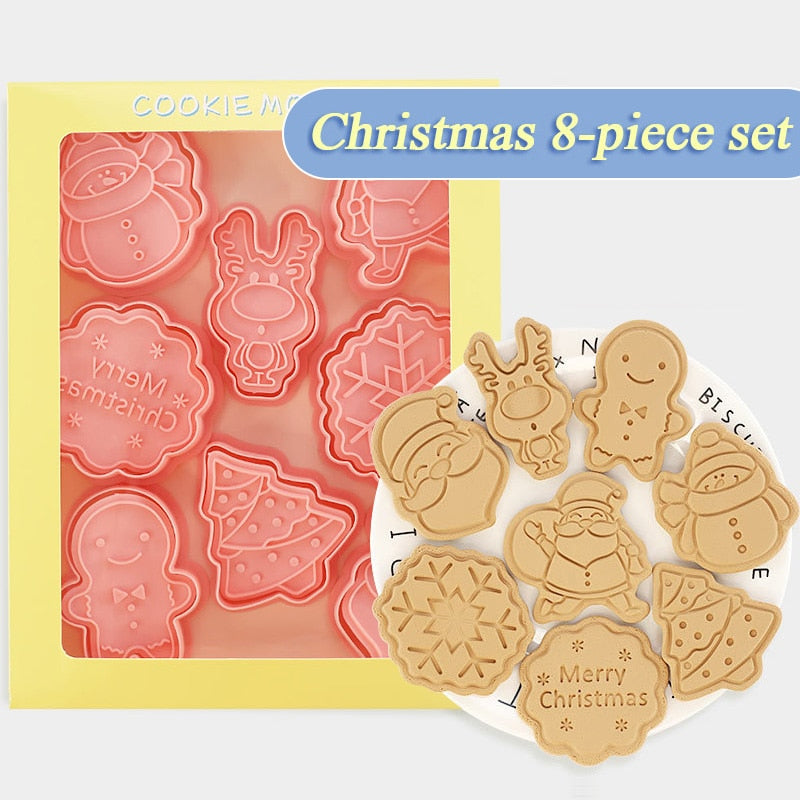 8Pcs 3D Christmas Cookie Mold