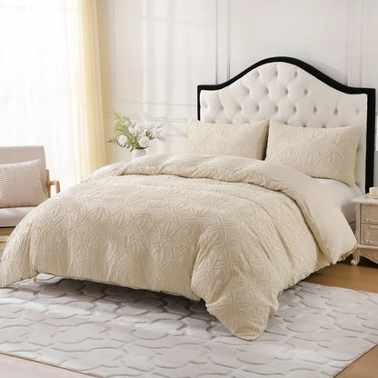 Floral Embroidery Tufted Boho Bedding Set