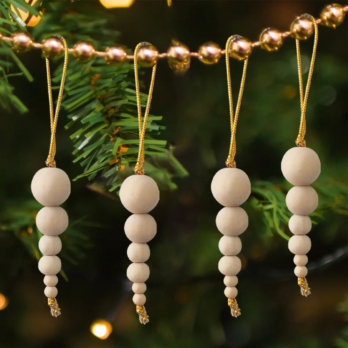 3pcs Wooden Beads Christmas Tree Decor