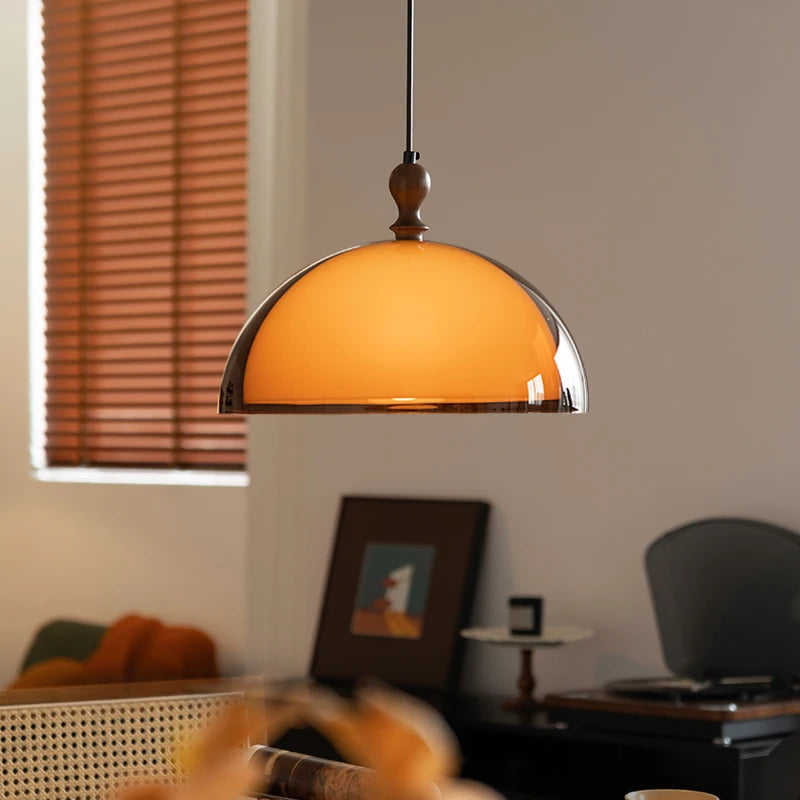 Amber Glow Dome Pendant Light